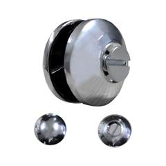 BOTÃO FRANCÊS DUPLO METAL CROMADO ZAMAC PARA VIDRO 22 MM BV22 TRIMAC