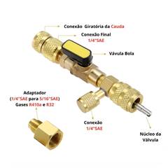 VÁLVULA OTIMIZADORA EXTRATORA DE NÚCLEO SCHRADER COM ADAPTADOR 1/4 X 5/16 AGETHERM